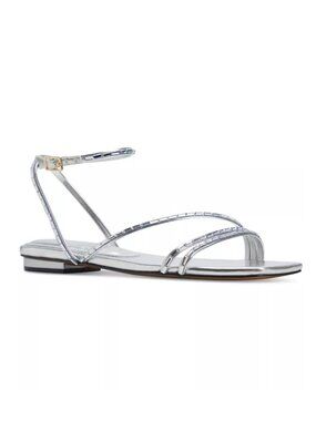 ALDO Marjorie Crystal Flat Sandals Silver Women's - Size 7.5